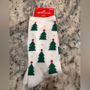 Hallmark Festive Tree Socks - White, Green, Red, Yellow